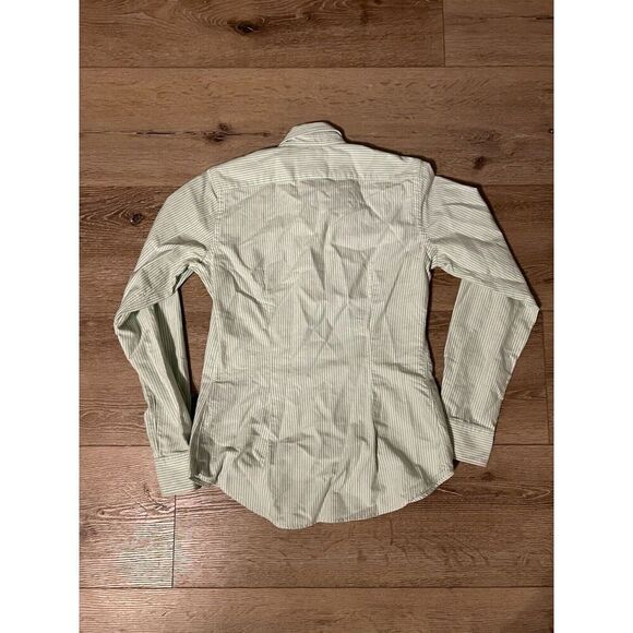 Ralph Lauren Womens Green Striped Long Sleeve Button Up Size 6 Slim Fit - Picture 2 of 3